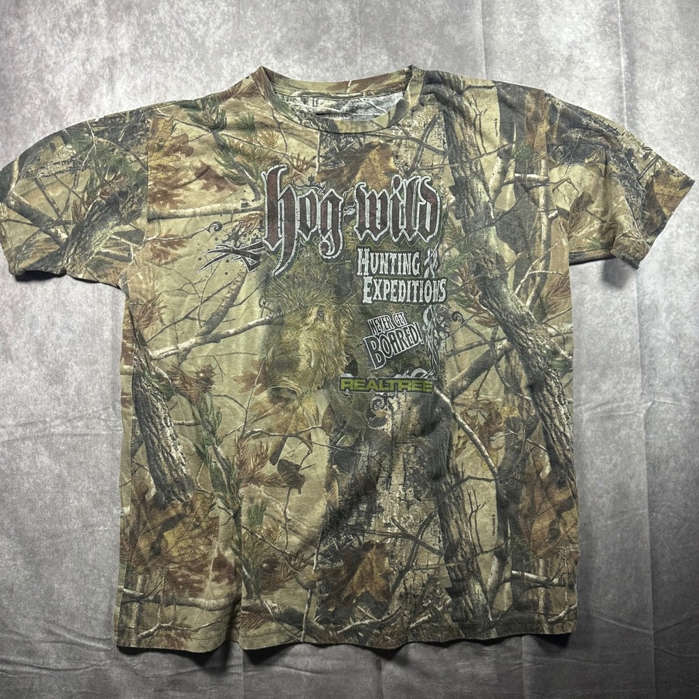 Paramount Outdoors Mens Hog Wild Realtree Camo Hunting T-Shirt 2XL Green Brown